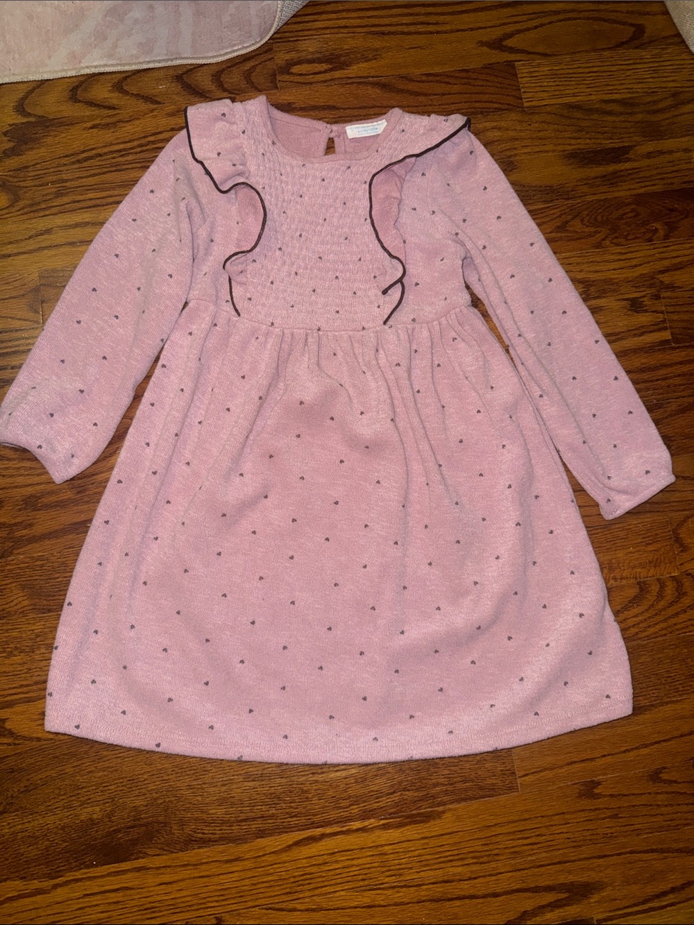 Toddler Pink Ruffle Knit Long-Sleeve Dress